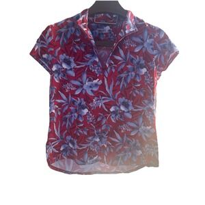 Tommy Bahama Large 1/2 Zip Golf Womens Short Sleeveless Top Tropical Island Zone